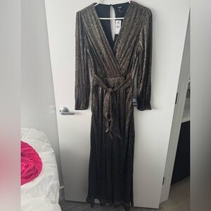 NWT Express Black and Gold Long Sleeve Jumpsuit